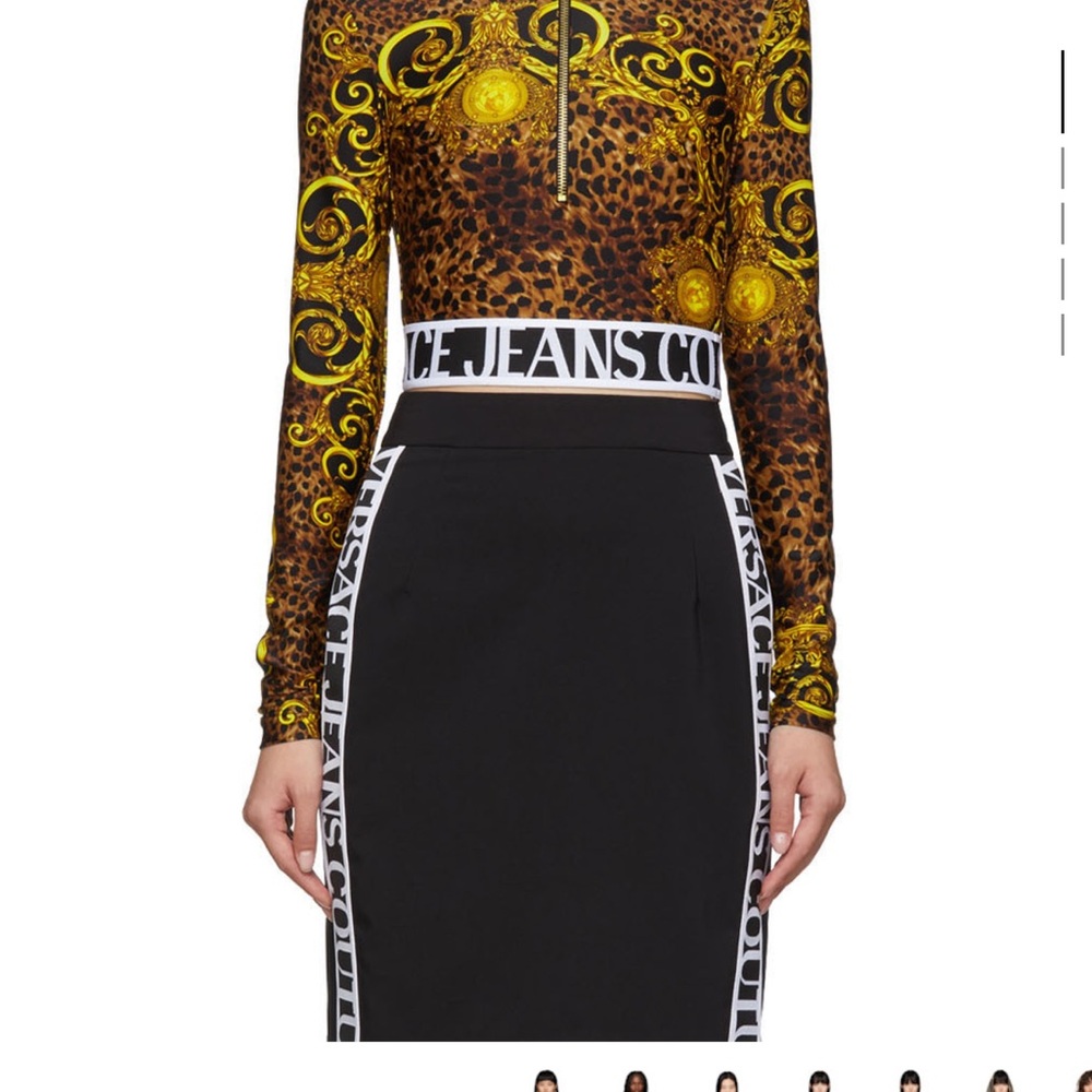 Versace Black Skirt with Logo Detail